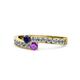 1 - Orane Blue Sapphire and Amethyst with Side Diamonds Bypass Ring 