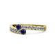 1 - Orane Blue Sapphire with Side Diamonds Bypass Ring 