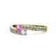 1 - Orane Pink Sapphire and Tanzanite with Side Diamonds Bypass Ring 
