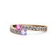 1 - Orane Pink Sapphire and Tanzanite with Side Diamonds Bypass Ring 
