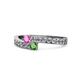 1 - Orane Pink Sapphire and Green Garnet with Side Diamonds Bypass Ring 