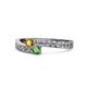 1 - Orane Citrine and Green Garnet with Side Diamonds Bypass Ring 