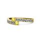 1 - Orane Yellow Sapphire and Yellow Diamond with Side Diamonds Bypass Ring 