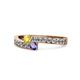 1 - Orane Yellow Sapphire and Iolite with Side Diamonds Bypass Ring 