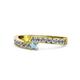 1 - Orane Yellow Sapphire and Aquamarine with Side Diamonds Bypass Ring 