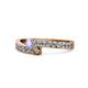 1 - Orane Tanzanite and Smoky Quartz with Side Diamonds Bypass Ring 