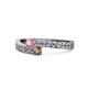 1 - Orane Pink Tourmaline and Smoky Quartz with Side Diamonds Bypass Ring 
