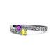 1 - Orane Amethyst and Yellow Diamond with Side Diamonds Bypass Ring 