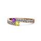 1 - Orane Amethyst and Yellow Diamond with Side Diamonds Bypass Ring 