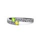 1 - Orane Peridot and Yellow Diamond with Side Diamonds Bypass Ring 