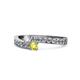 1 - Orane Yellow and White Diamond with Side Diamonds Bypass Ring 