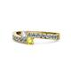 1 - Orane Yellow and White Diamond with Side Diamonds Bypass Ring 