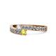 1 - Orane Yellow and White Diamond with Side Diamonds Bypass Ring 