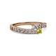 2 - Orane Yellow and White Diamond with Side Diamonds Bypass Ring 