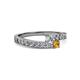 2 - Orane Diamond and Citrine with Side Diamonds Bypass Ring 