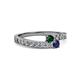 2 - Orane Emerald and Blue Sapphire with Side Diamonds Bypass Ring 