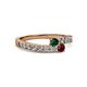 2 - Orane Emerald and Ruby with Side Diamonds Bypass Ring 