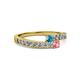 2 - Orane London Blue Topaz and Pink Tourmaline with Side Diamonds Bypass Ring 