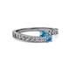 2 - Orane London Blue Topaz and Blue Topaz with Side Diamonds Bypass Ring 