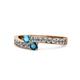 1 - Orane London Blue Topaz and Blue Diamond with Side Diamonds Bypass Ring 