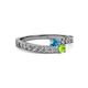 2 - Orane London Blue Topaz and Peridot with Side Diamonds Bypass Ring 
