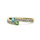 1 - Orane London Blue Topaz and Green Garnet with Side Diamonds Bypass Ring 