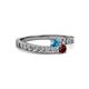 2 - Orane London Blue Topaz and Ruby with Side Diamonds Bypass Ring 