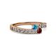 2 - Orane London Blue Topaz and Ruby with Side Diamonds Bypass Ring 