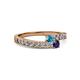2 - Orane London Blue Topaz and Blue Sapphire with Side Diamonds Bypass Ring 