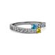 2 - Orane London Blue Topaz and Yellow Sapphire with Side Diamonds Bypass Ring 
