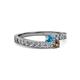 2 - Orane London Blue Topaz and Smoky Quartz with Side Diamonds Bypass Ring 