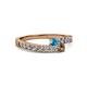 2 - Orane London Blue Topaz and Smoky Quartz with Side Diamonds Bypass Ring 