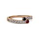 2 - Orane Black Diamond and Ruby with Side Diamonds Bypass Ring 