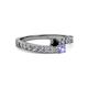 2 - Orane Black Diamond and Tanzanite with Side Diamonds Bypass Ring 