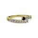 2 - Orane Black and White Diamond with Side Diamonds Bypass Ring 