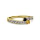 2 - Orane Black Diamond and Citrine with Side Diamonds Bypass Ring 