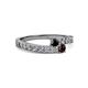 2 - Orane Black Diamond and Red Garnet with Side Diamonds Bypass Ring 