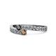 1 - Orane Black Diamond and Smoky Quartz with Side Diamonds Bypass Ring 