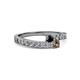 2 - Orane Black Diamond and Smoky Quartz with Side Diamonds Bypass Ring 