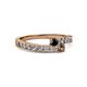 2 - Orane Black Diamond and Smoky Quartz with Side Diamonds Bypass Ring 