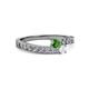 2 - Orane Green Garnet and White Sapphire with Side Diamonds Bypass Ring 