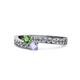 1 - Orane Green Garnet and Tanzanite with Side Diamonds Bypass Ring 