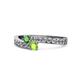 1 - Orane Green Garnet and Peridot with Side Diamonds Bypass Ring 