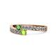 1 - Orane Green Garnet and Peridot with Side Diamonds Bypass Ring 