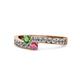 1 - Orane Green and Rhodolite Garnet with Side Diamonds Bypass Ring 