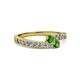 2 - Orane Green Garnet with Side Diamonds Bypass Ring 