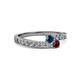 2 - Orane Blue Diamond and Ruby with Side Diamonds Bypass Ring 