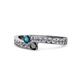 1 - Orane Blue and Black Diamond with Side Diamonds Bypass Ring 