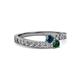 2 - Orane Blue Diamond and Emerald with Side Diamonds Bypass Ring 