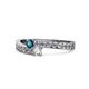 1 - Orane Blue and White Diamond with Side Diamonds Bypass Ring 